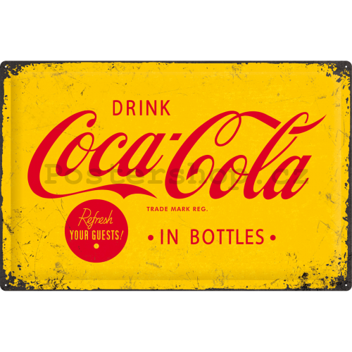 Plechová cedule - Coca-Cola (žlutá)