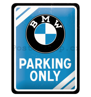 Plechová cedule – BMW Parking Only (modrá)