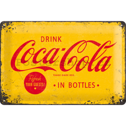 Plechová cedule - Coca-Cola (Žluté logo)