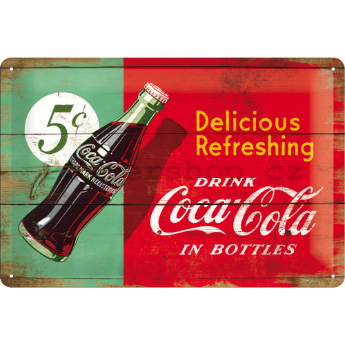 Plechová cedule: Coca-Cola (Dvoubarevná) - 20x30 cm