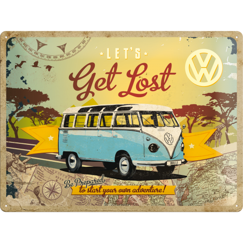 Plechová cedule: VW Let's Get Lost - 30x40 cm