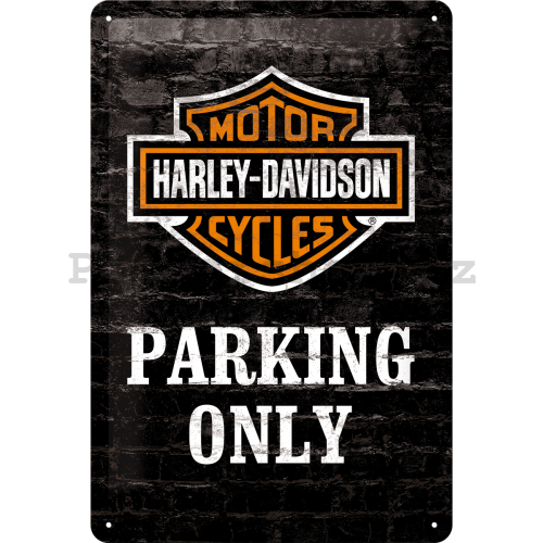 Plechová cedule: Harley-Davidson Parking Only - 30x20 cm