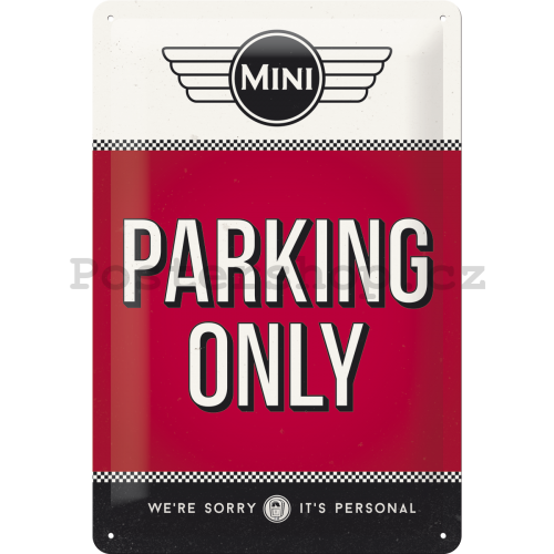 Plechová cedule – Mini Cooper Parking Only