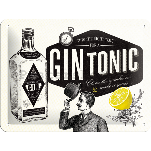 Plechová cedule: Gin Tonic - 20x15 cm