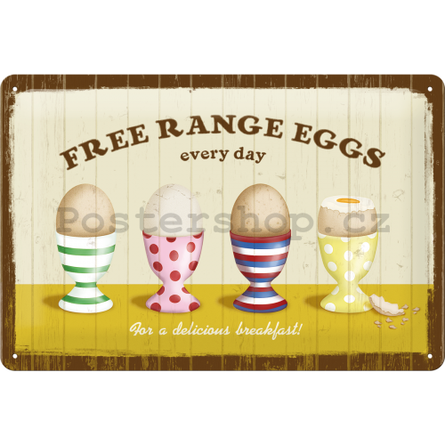 Plechová cedule – Free Range Eggs