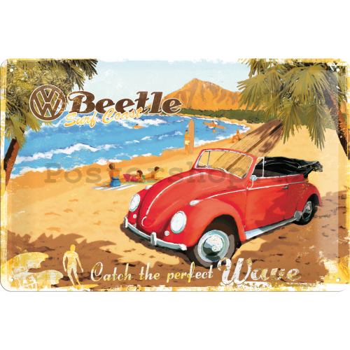 Plechová cedule – VW Beetle Ready for the Beach