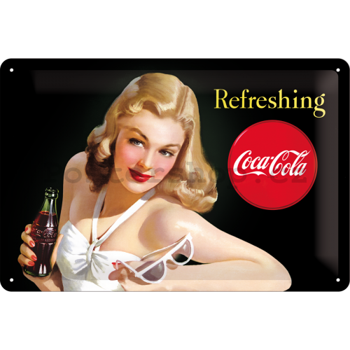 Plechová cedule - Refreshing Coca-Cola