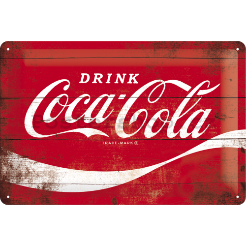 Plechová cedule: Coca-Cola (klasické logo) - 20x30 cm