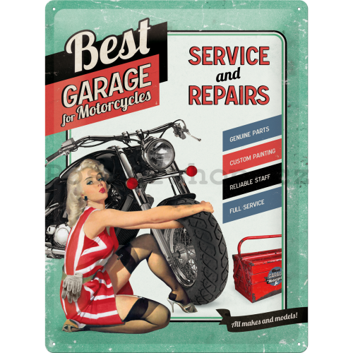 Plechová cedule - Best Garage Green