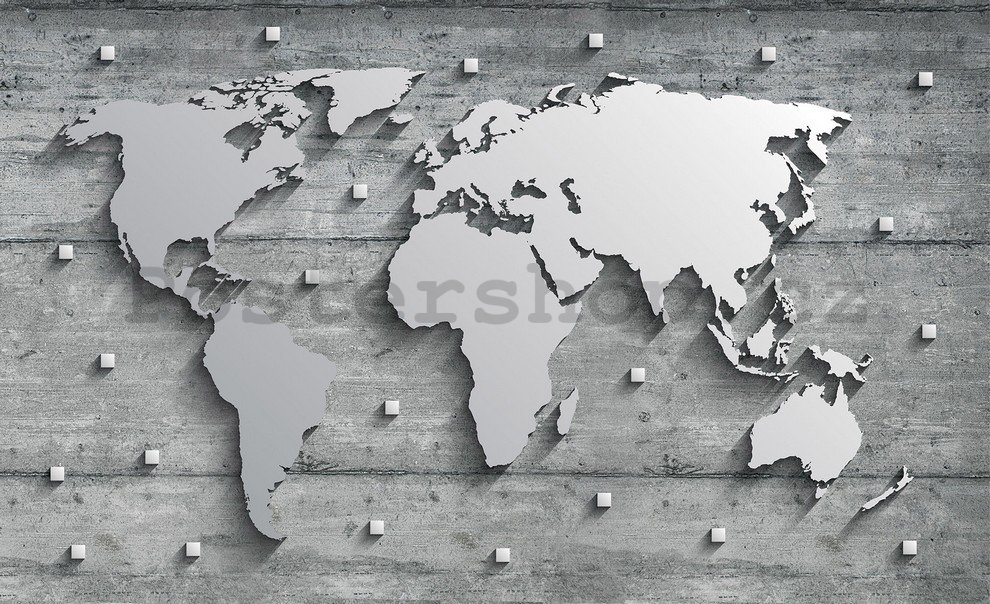 Fototapeta: Kovová mapa světa - 254x368 cm