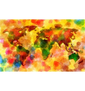 Fototapeta: Pestrobarevná mapa světa - 254x368 cm