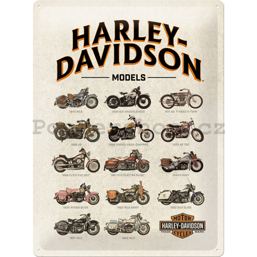 Plechová cedule - Harley-Davidson (Modely)