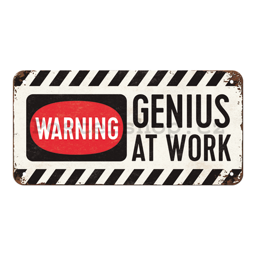 Závěsná cedule - Warning! Genius at Work