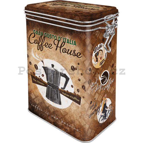 Plechová dóza s klipem - Coffee House