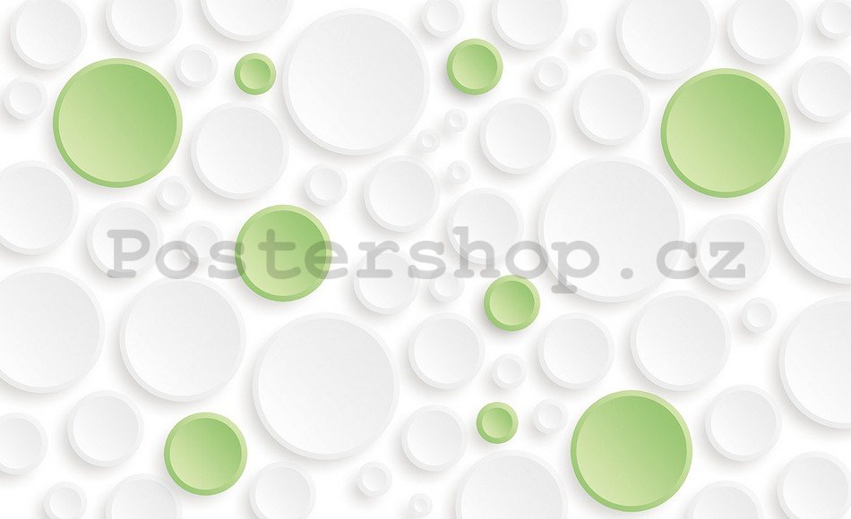 Fototapeta: Zelenobílé puntíky - 184x254 cm