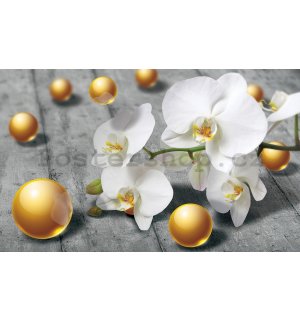 Fototapeta: Orchidej a žluté kuličky - 184x254 cm