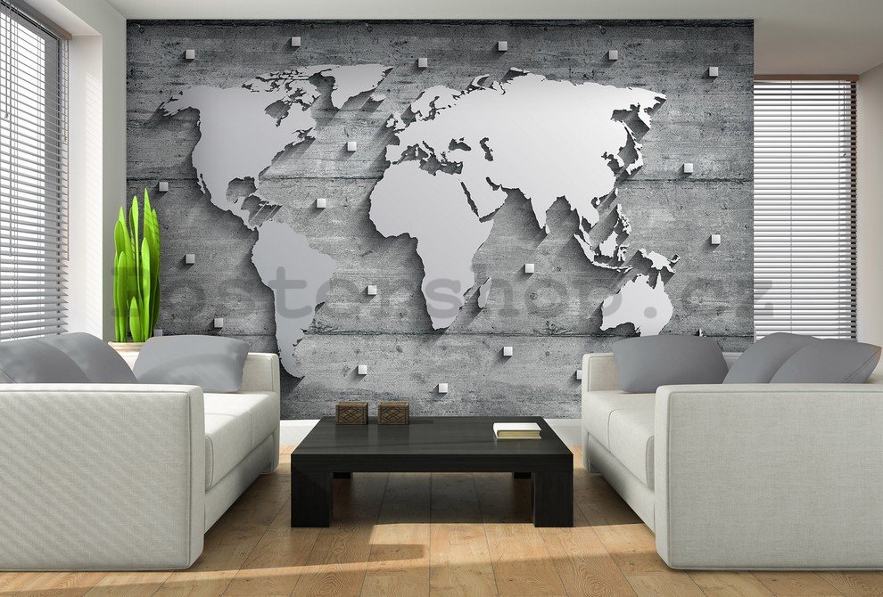 Fototapeta: Kovová mapa světa - 184x254 cm