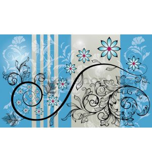 Fototapeta: Květinová abstrakce (modrá) - 254x368 cm