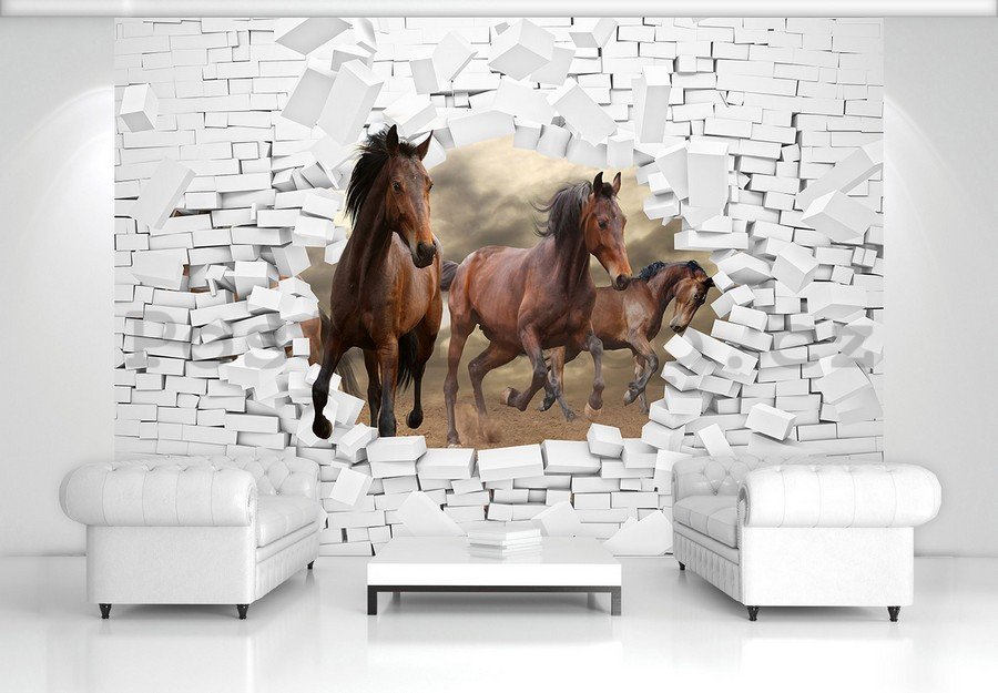 Fototapeta: Koně ve zdi - 184x254 cm