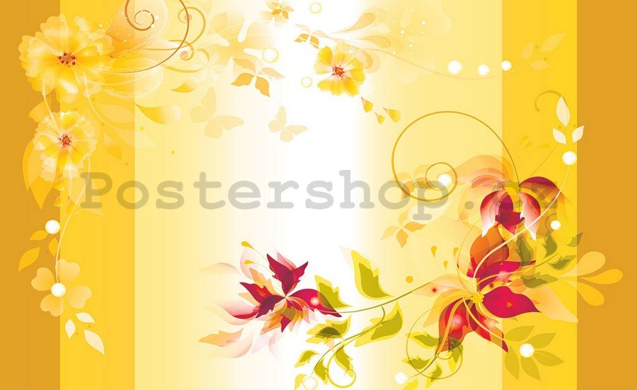 Fototapeta: Květinová abstrakce (žlutá) - 254x368 cm
