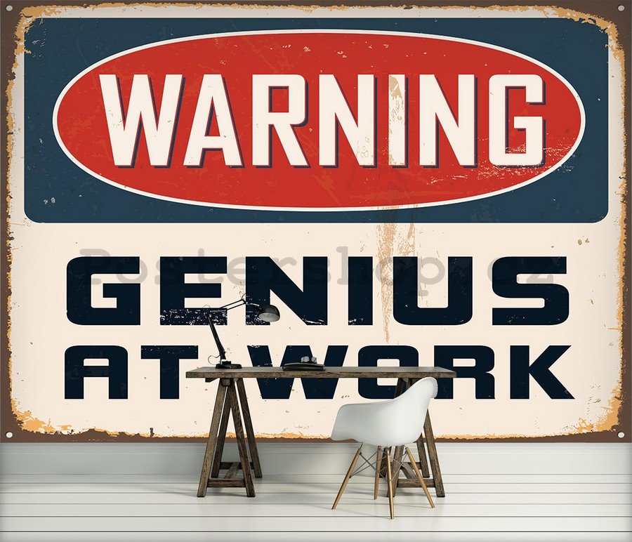 Fototapeta: Warning Genius at Work - 184x254 cm