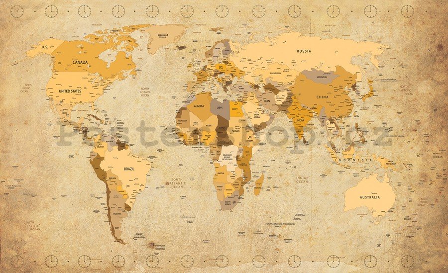 Fototapeta: Mapa světa (Vintage) - 254x368 cm