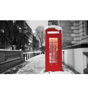 Fototapeta: Londýn (zimní telefonní budka) - 254x368 cm