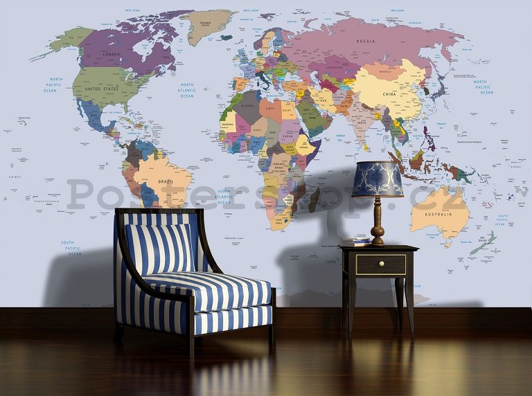 Fototapeta: Mapa světa (1) - 184x254 cm