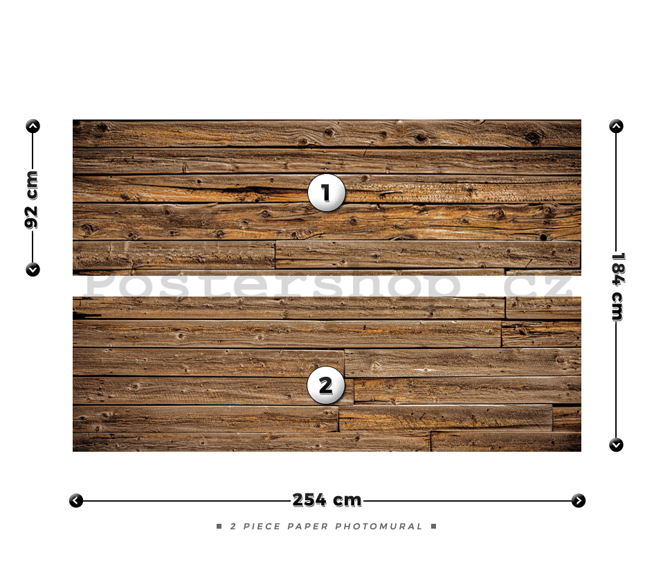 Fototapeta: Dřevěná zeď - 184x254 cm