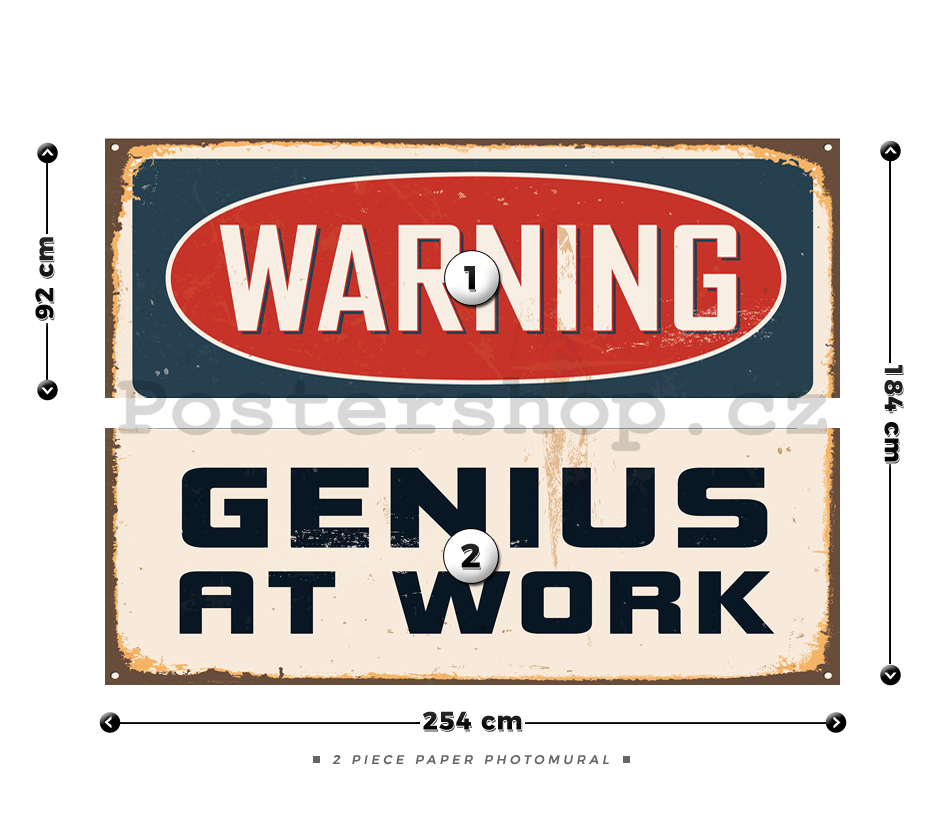 Fototapeta: Warning Genius at Work - 184x254 cm