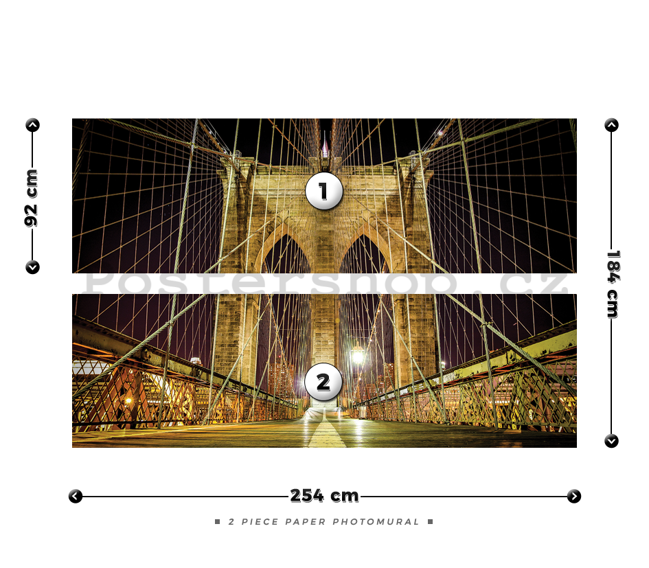 Fototapeta: Noční Brooklyn Bridge - 184x254 cm