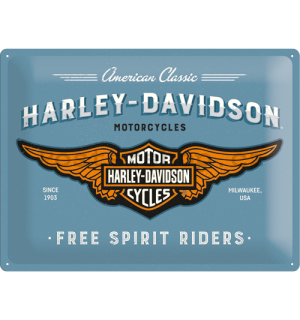 Plechová cedule: Harley-Davidson (Free Spirit Riders) - 30x40 cm