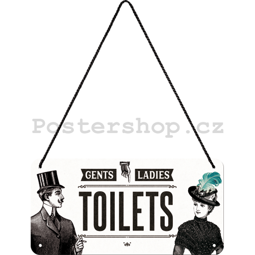 Závěsná cedule: Gents and Ladies Toilets - 10x20 cm