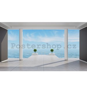Fototapeta vliesová: Výhled na moře (terasa) - 184x254 cm