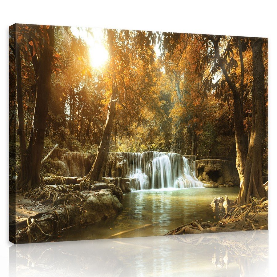 Obraz na plátně: Vodopády v lese (1) - 75x100 cm
