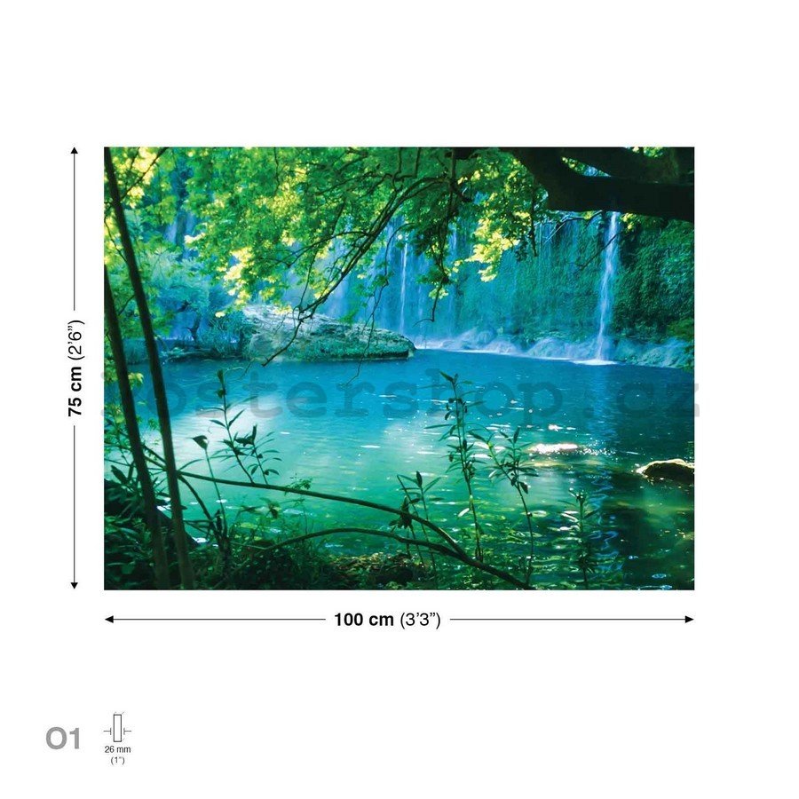 Obraz na plátně: Jezero a vodopád - 75x100 cm