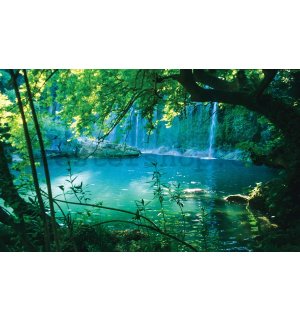 Obraz na plátně: Jezero a vodopád - 75x100 cm