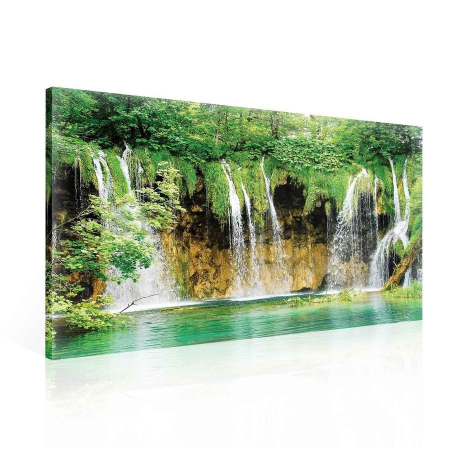 Obraz na plátně: Jezero a vodopád (2) - 75x100 cm