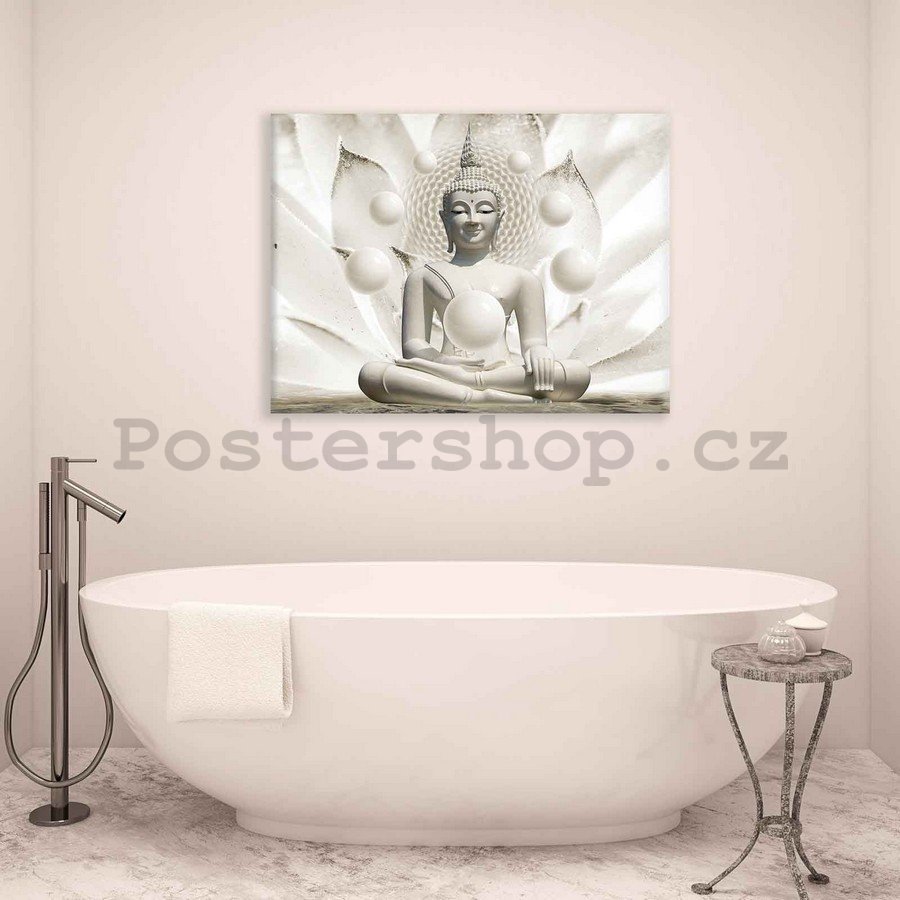 Obraz na plátně: Bílý budha - 75x100 cm