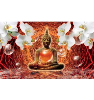 Obraz na plátně: Budha a bílé orchideje (2) - 75x100 cm