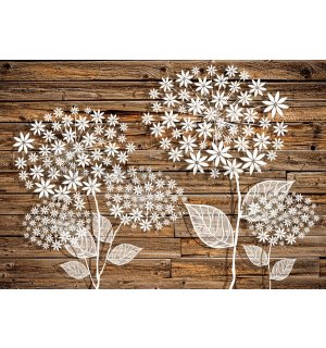 Obraz na plátně: Květiny na dřevě (2) - 75x100 cm