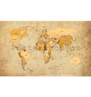 Obraz na plátně: Mapa světa (Vintage) - 75x100 cm