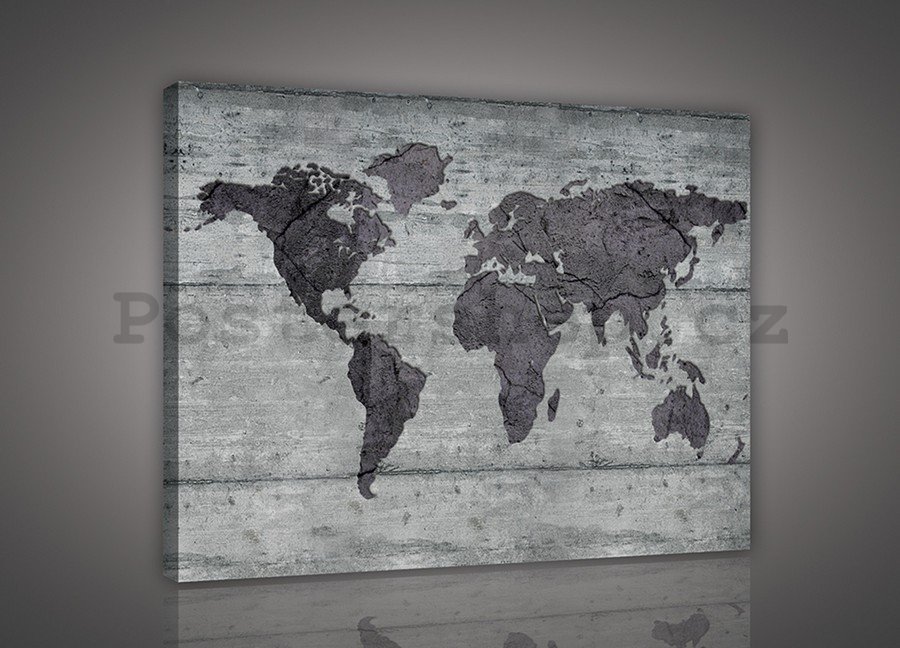 Obraz na plátně: Umělecká mapa světa (4) - 75x100 cm