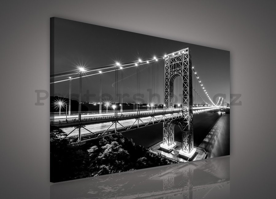 Obraz na plátně: Manhattan Bridge (černobílý) - 75x100 cm