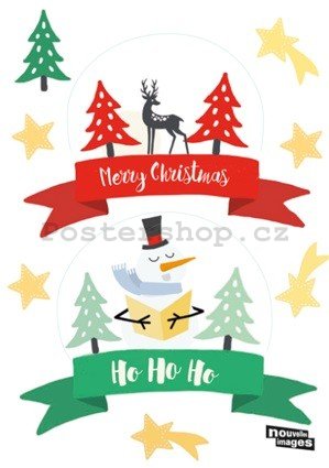 Vánoční samolepka na sklo - Merry Christmas (Ho Ho Ho)