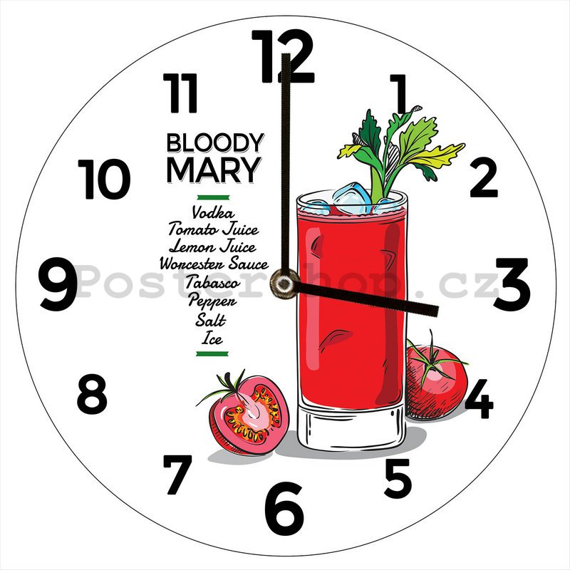 Nástěnné skleněné hodiny: Bloody Mary - 34 cm