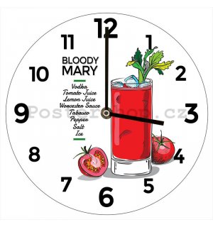 Nástěnné skleněné hodiny: Bloody Mary - 34 cm
