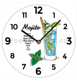 Nástěnné skleněné hodiny: Mojito - 30 cm