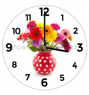 Nástěnné skleněné hodiny: Květiny - 34 cm