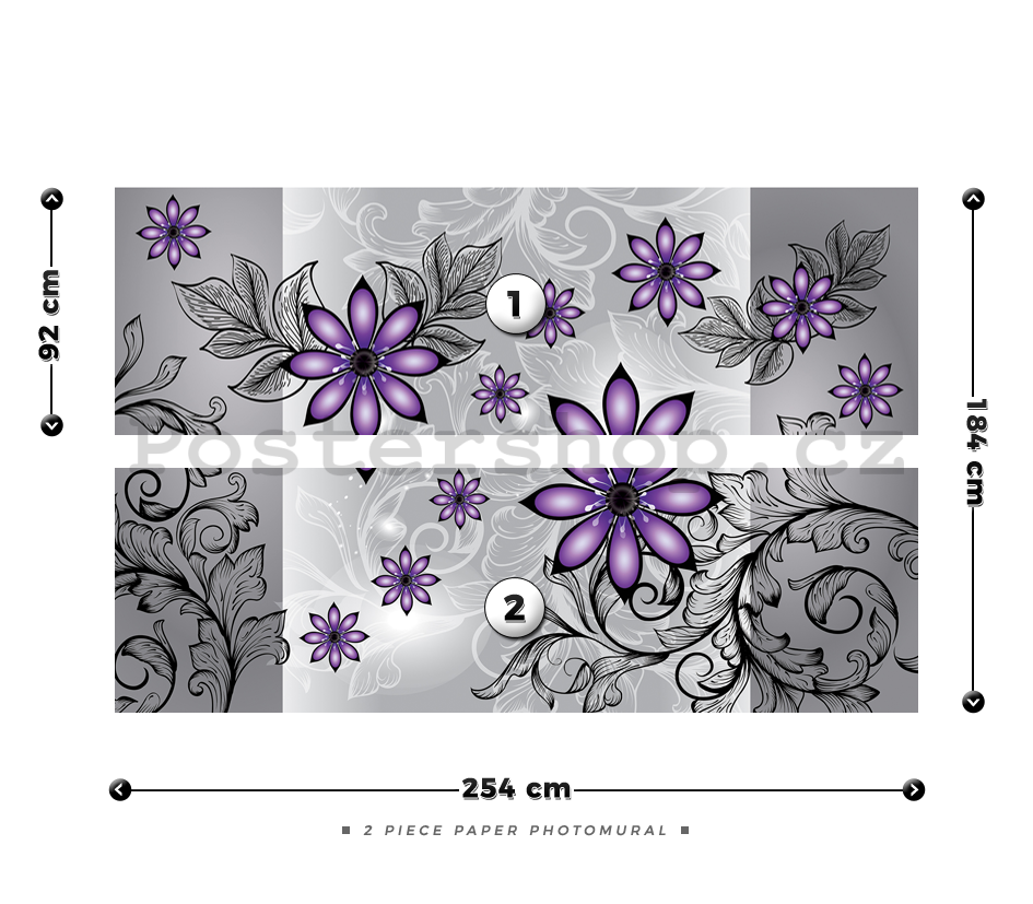 Fototapeta: Fialové květiny (vzor) - 184x254 cm